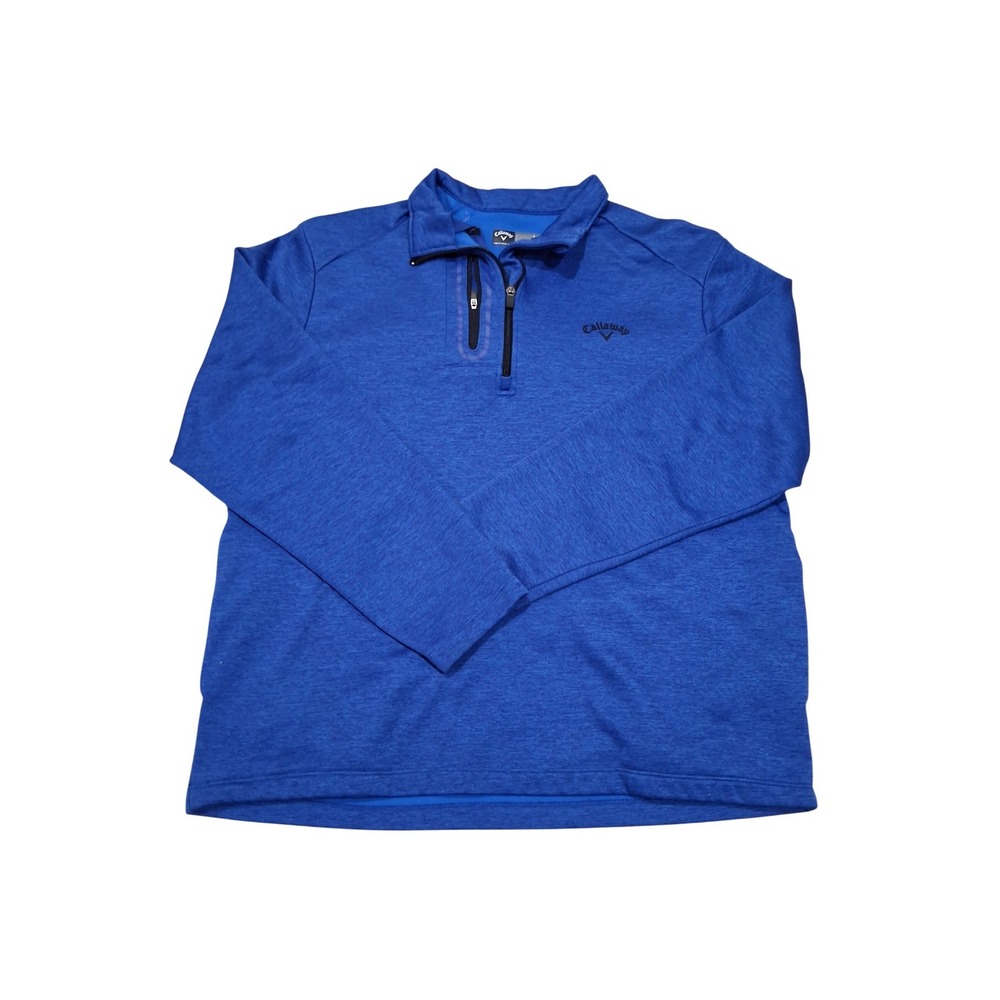 Callaway Mens Blue Heather Quarter Zip Pullover Golf Jacket Large Zipper Pocket